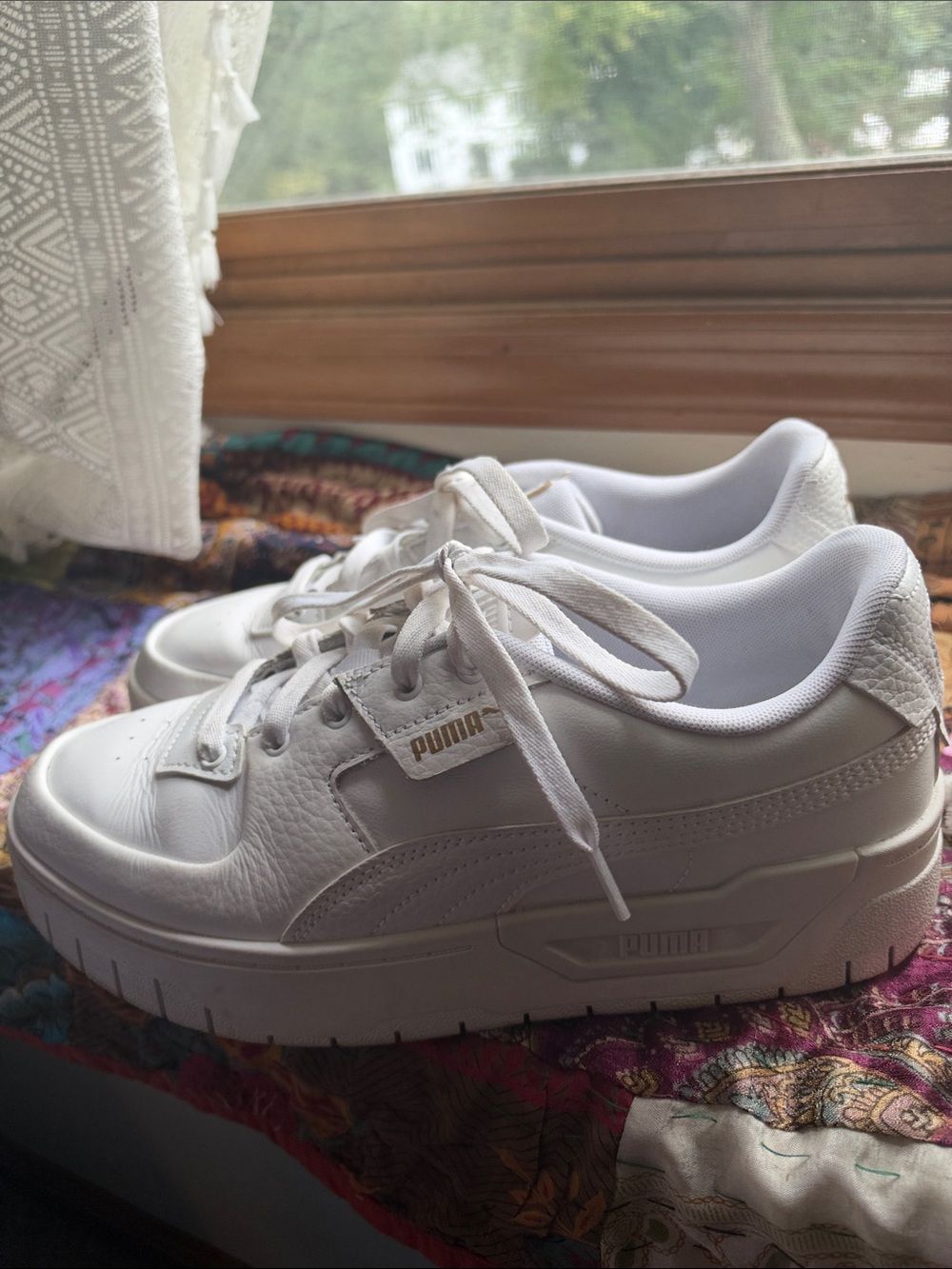 Puma Women's All-White Low-Top Platform Sneakers